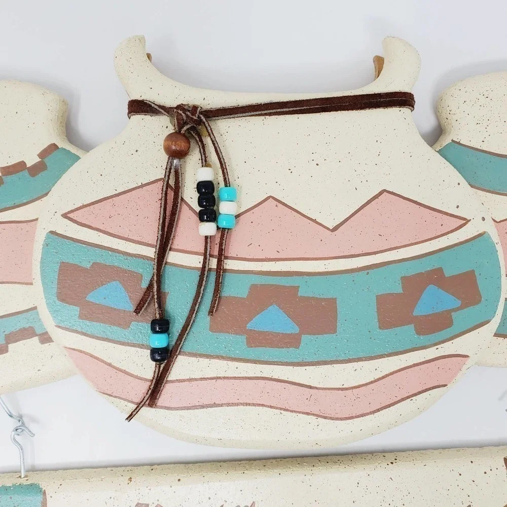 Welcome Sign Southwestern Wall Hanging Native Art Pottery Design Leather Strap